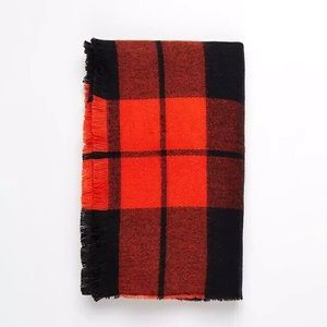 ZARA Orange + Black Plaid Scarf